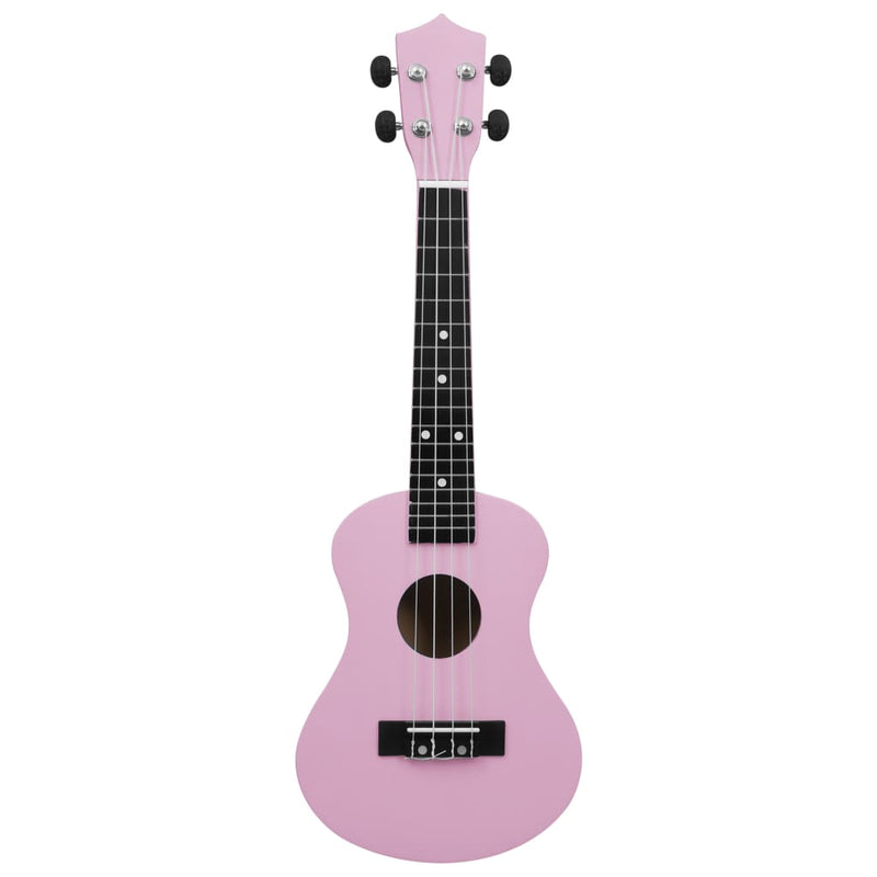 Sopran-ukulele sett med veske for barn rosa 23"