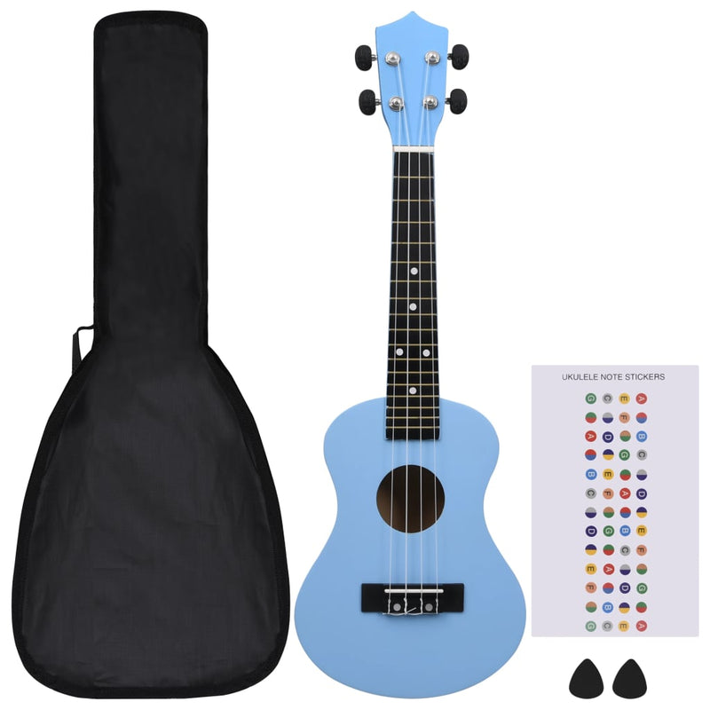 Sopran-ukulele sett med veske for barn babyblå 23"