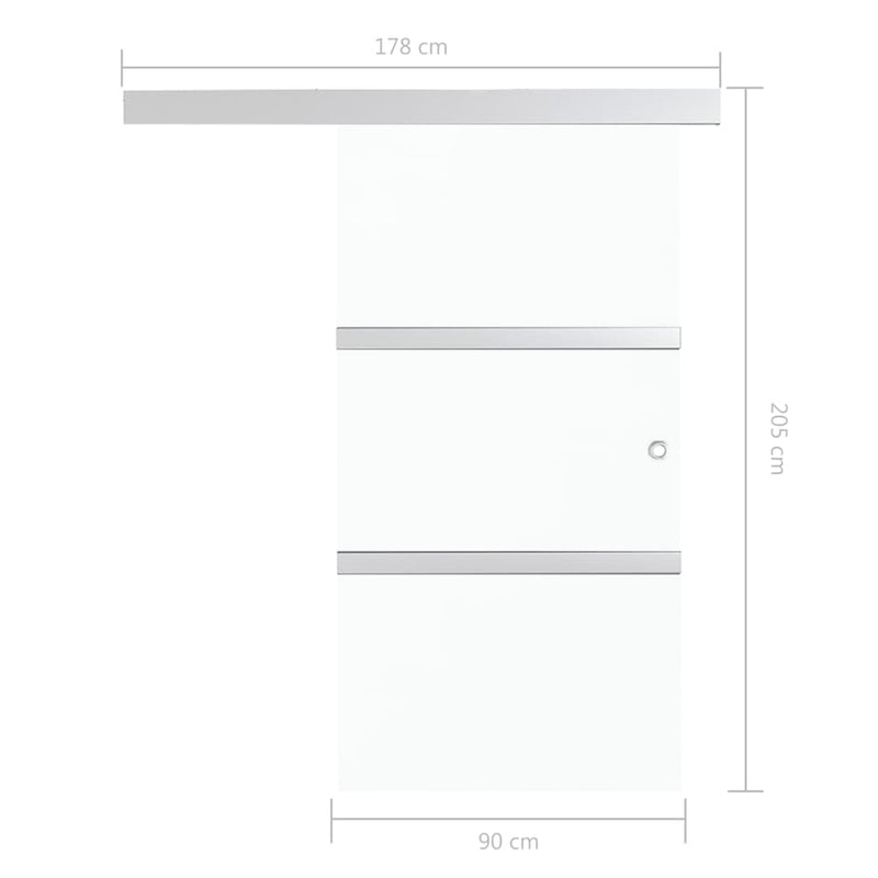 Skyvedør ESG-glass og aluminium 90x205 cm sølv