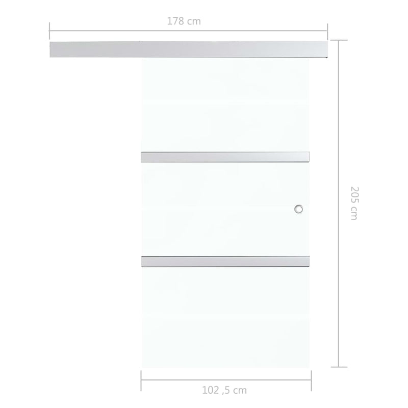 Skyvedør ESG-glass og aluminium 102,5x205 cm sølv