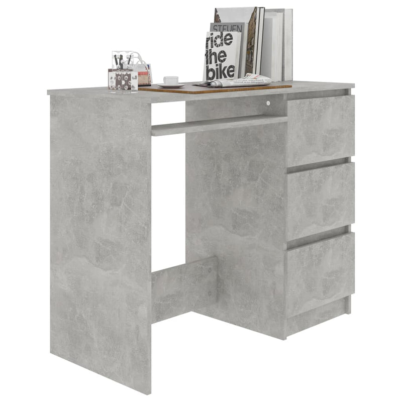 Skrivebord betonggrå 90x45x76 cm sponplate
