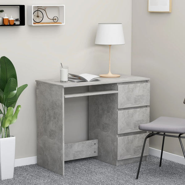 Skrivebord betonggrå 90x45x76 cm sponplate