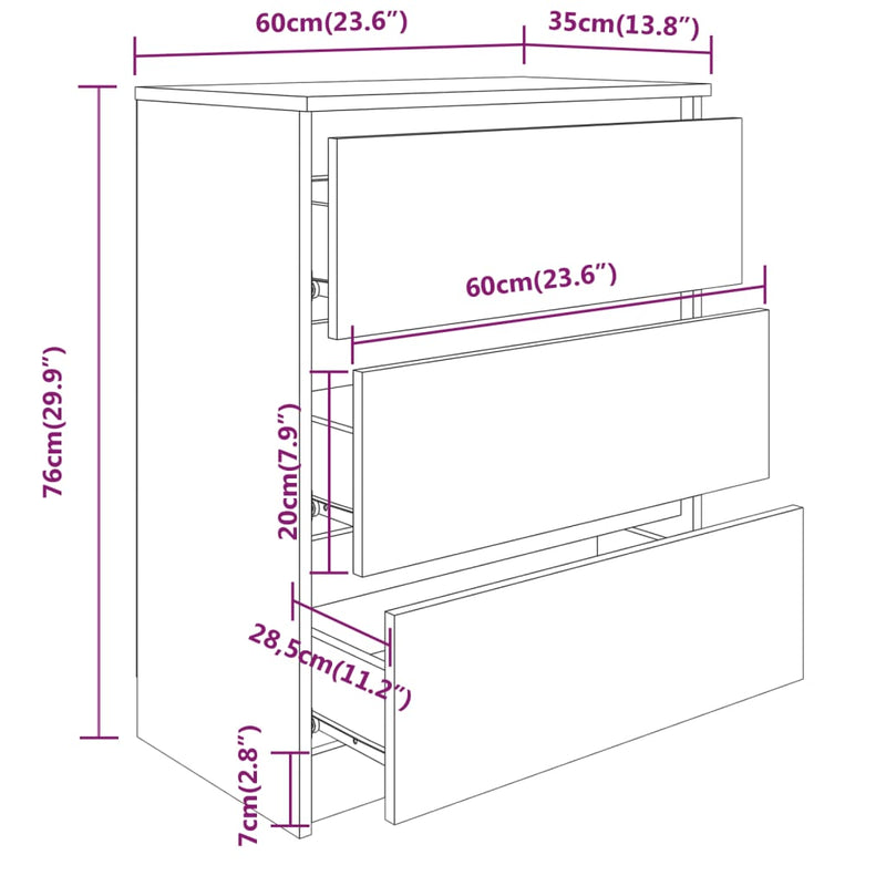 Skjenk betonggrå 60x35x76 cm konstruert tre