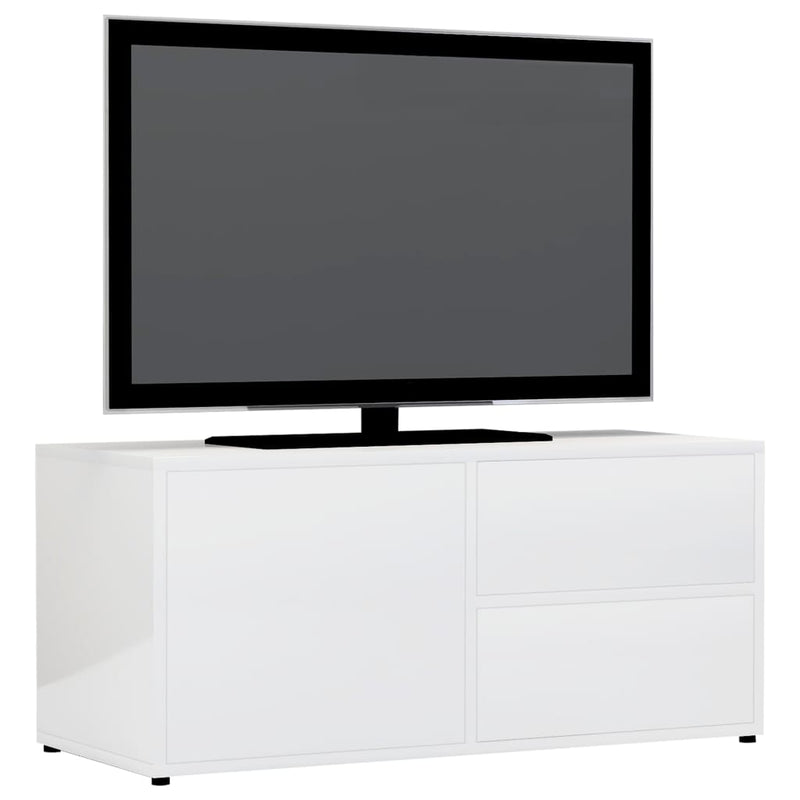 TV-benk høyglans hvit 80x34x36 cm sponplate