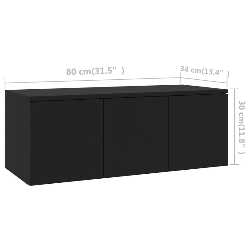 TV-benk svart 80x34x30 cm sponplate