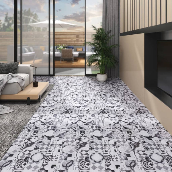 PVC gulvplanker 4,46 m² 3 mm selvklebende grått mønster
