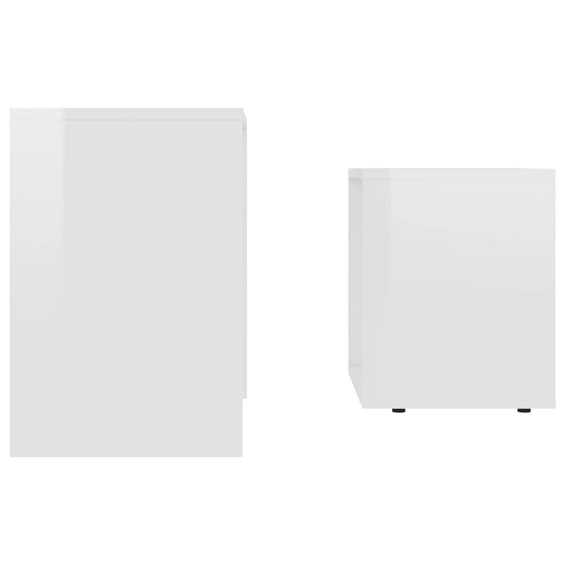Salongbordsett høyglans hvit 48x30x45 cm sponplate