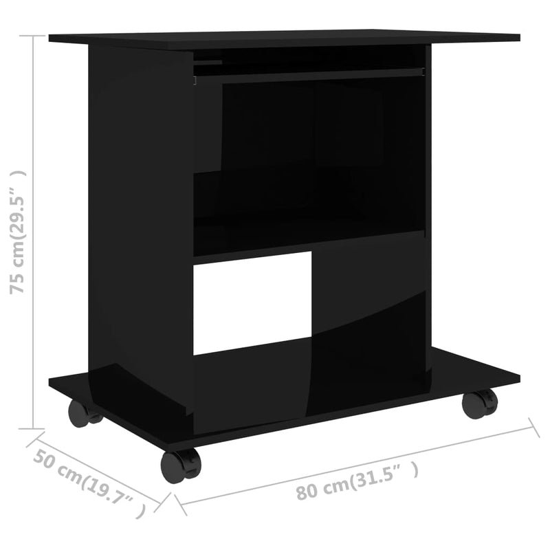 Databord høyglans svart 80x50x75 cm sponplate