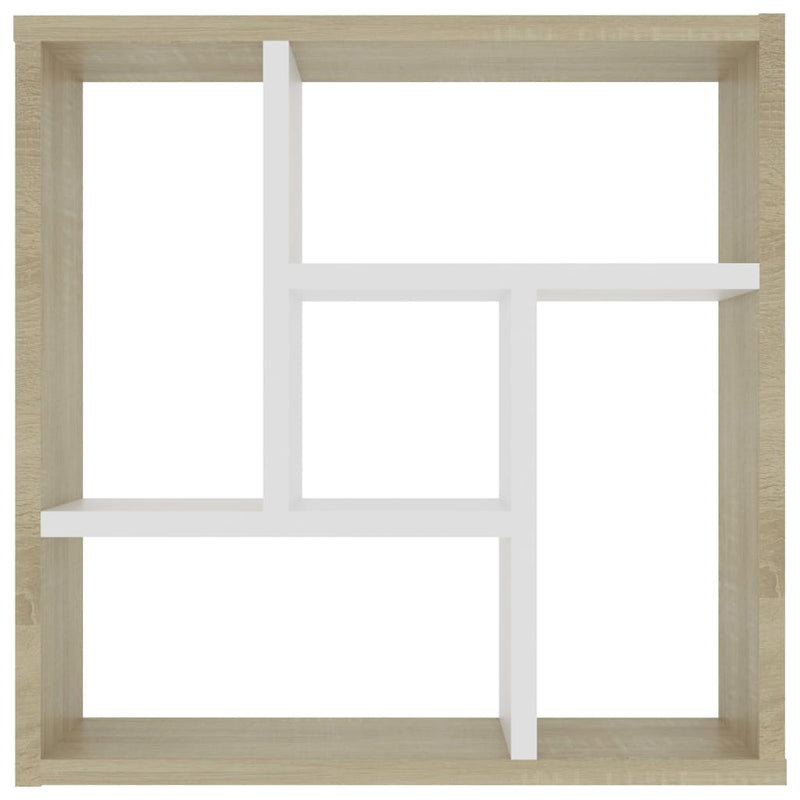 Vegghylle hvit og sonoma eik 45,1x16x45,1 cm sponplate
