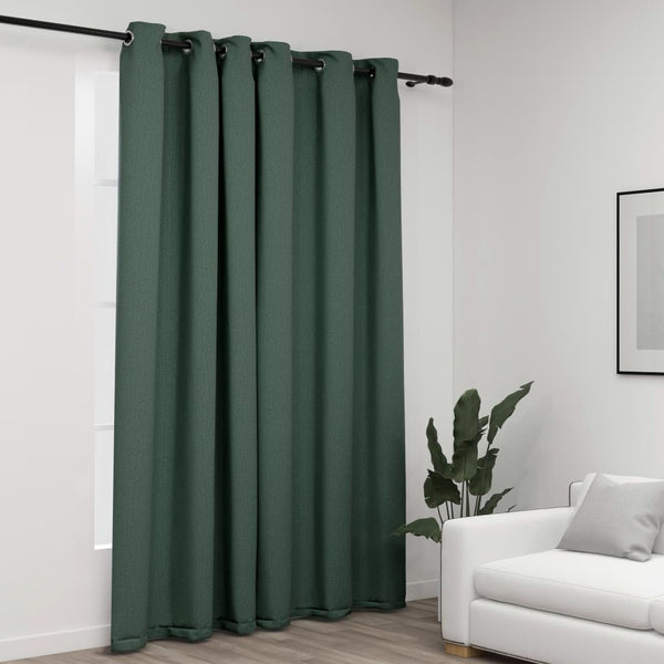 Lystette gardiner maljer og lin-design grønn 290x245 cm