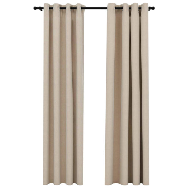 Lystette gardiner maljer og lin-design 2 stk beige 140x225 cm