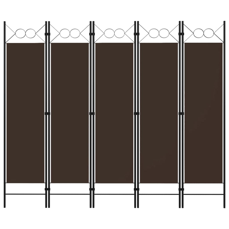 Romdeler 5 paneler brun 200x180 cm