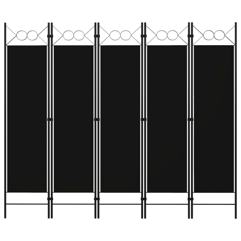 Romdeler 5 paneler svart 200x180 cm