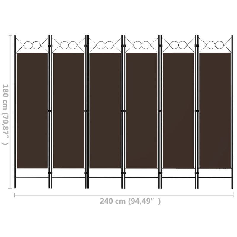 Romdeler med 6 paneler brun 240x180 cm