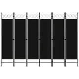 Romdeler med 6 paneler svart 240x180 cm