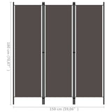 Romdeler 3 paneler antrasitt 150x180cm