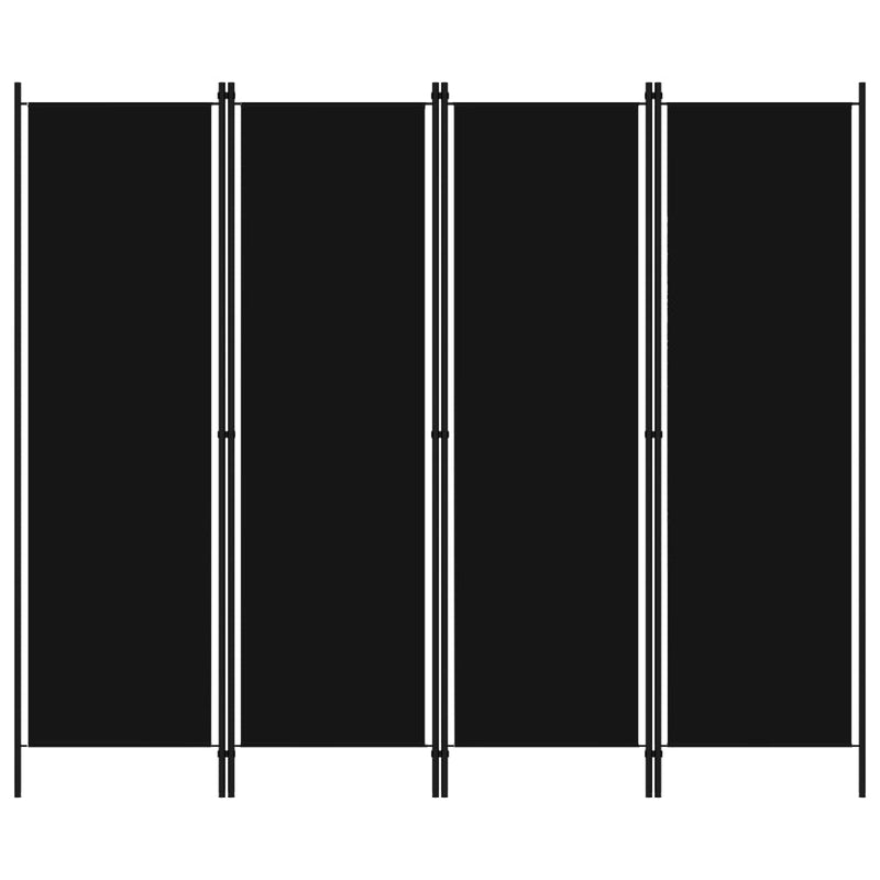 Romdeler 4 paneler svart 200x180 cm