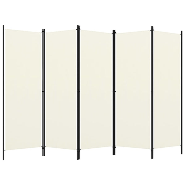 Romdeler med 5 paneler kremhvit 250x180 cm