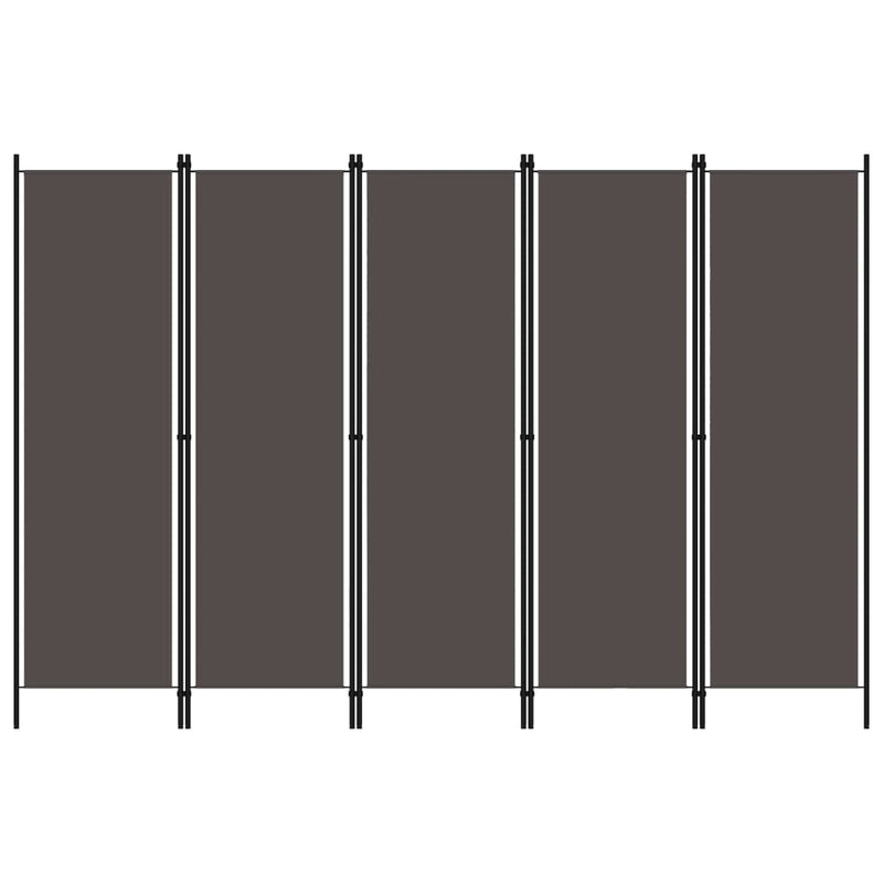 Romdeler med 5 paneler antrasitt 250x180 cm
