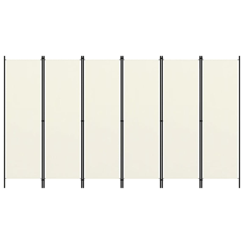 Romdeler med 6 paneler kremhvit 300x180 cm