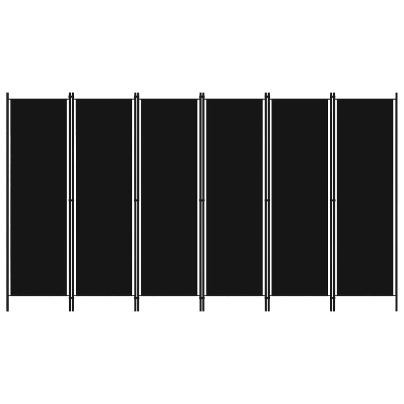 Romdeler med 6 paneler svart 300x180 cm