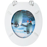 WC Toalettsete med lokk MDF pingvindesign
