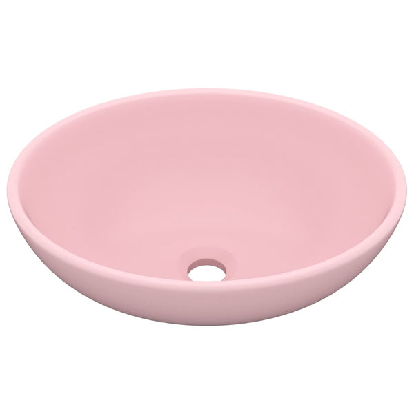 Luksuriøs servant ovalformet matt rosa 40x33 cm keramisk