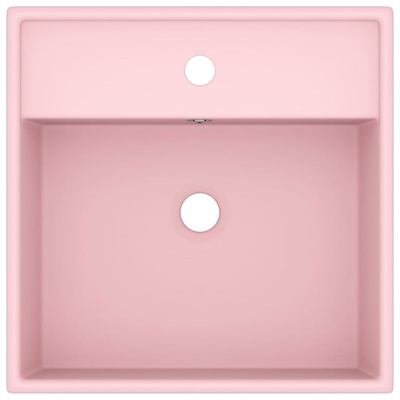 Luksuriøs servant overløp firkantet matt rosa 41x41 cm keramisk