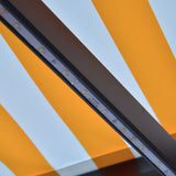 Uttrekkbar markise med vindsensor og LED 400x300 cm gul og hvit