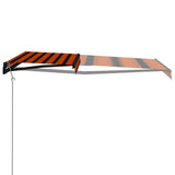 Uttrekkbar markise med vindsensor LED 450x300cm oransje og brun