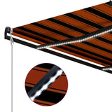 Uttrekkbar markise med vindsensor LED 450x300cm oransje og brun