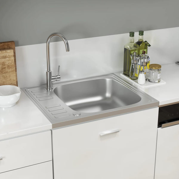 Kjøkkenvask med avrenning sølv 500x600x155 mm rustfritt stål