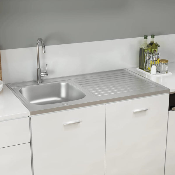 Kjøkkenvask med avrenning sølv 1000x600x155 mm rustfritt stål
