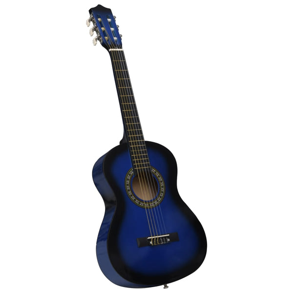 Klassisk gitar nybegynnere og barn med veske blå 1/2 34" lind
