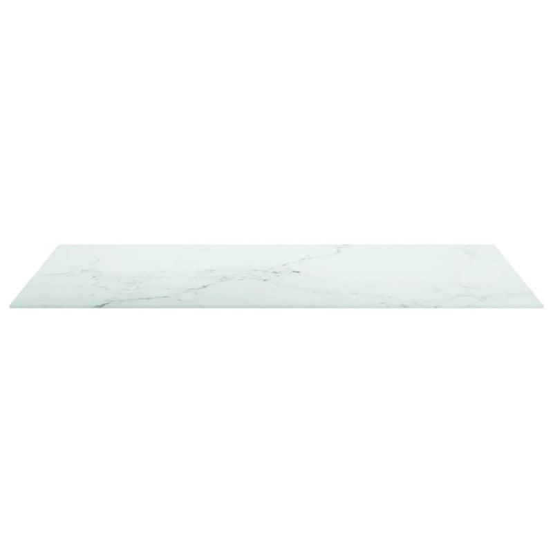 Bordplate hvit 100x62 cm 8 mm herdet glass med marmor design