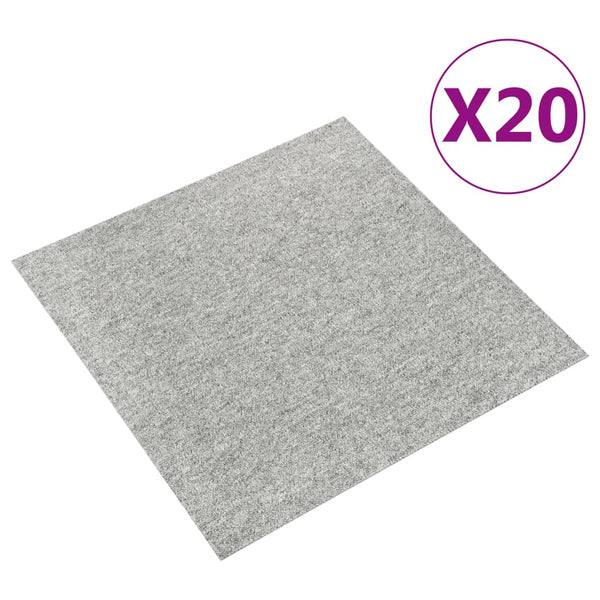 Teppefliser gulv 20 stk 5 m² 50x50 cm lysegrå
