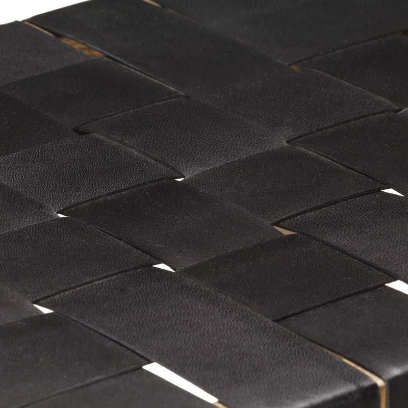 Barkrakker 2 stk svart ekte skinn & heltre mango 46x36x60 cm