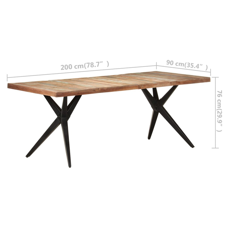 Spisebord 200x90x76 cm gjenvunnet heltre