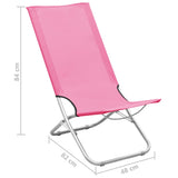 Sammenleggbare strandstoler 2 stk rosa stoff
