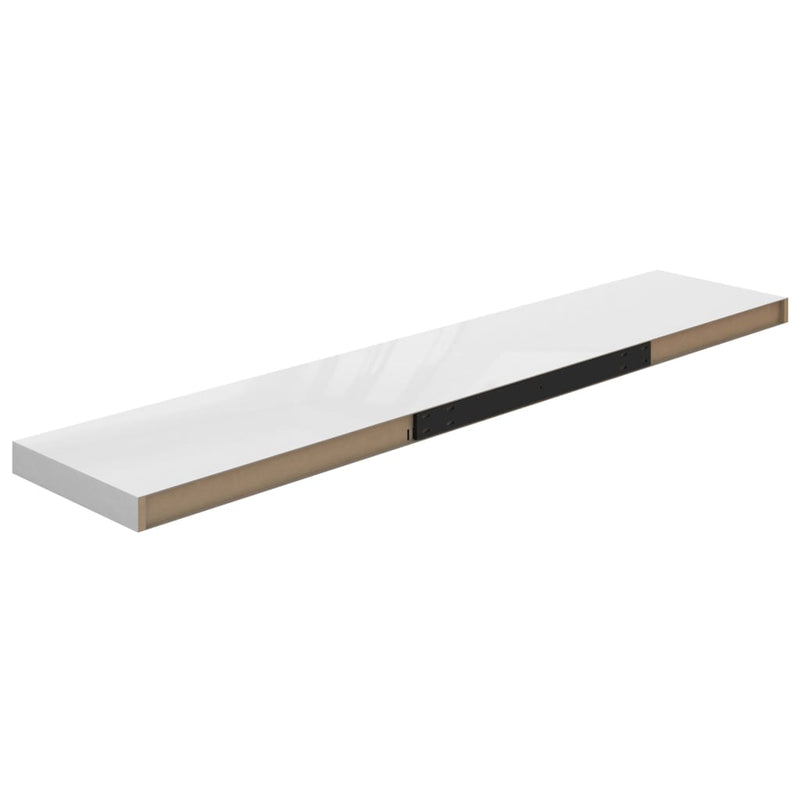 Flytende vegghyller 4 stk høyglans hvit 120x23,5x3,8 cm MDF