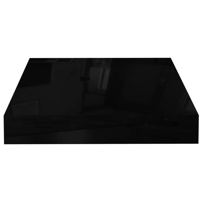 Flytende vegghylle høyglans svart 23x23,5x3,8 cm MDF