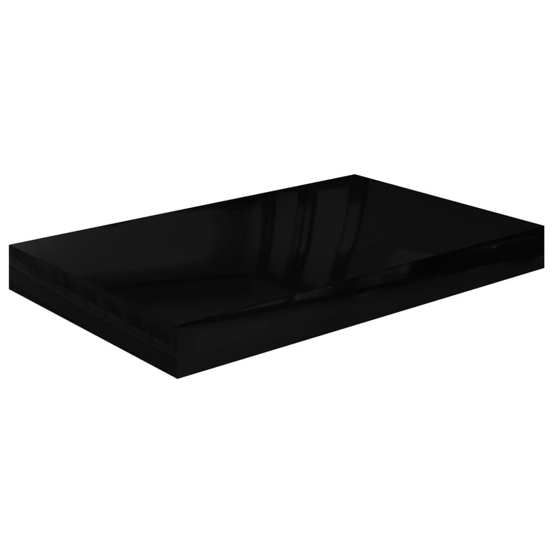 Flytende vegghyller 2 stk høyglans svart 40x23x3,8 cm MDF