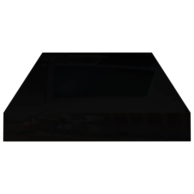 Flytende vegghylle høyglans svart 50x23x3,8 cm MDF