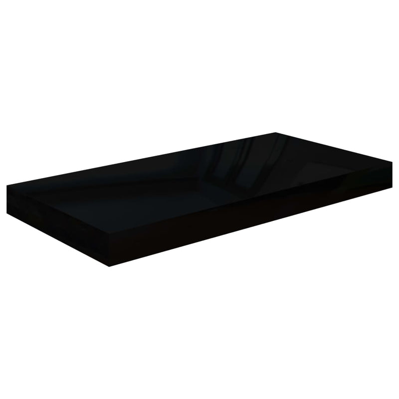 Flytende vegghyller 2 stk høyglans svart 50x23x3,8 cm MDF