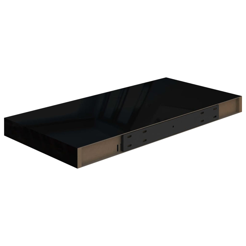 Flytende vegghyller 2 stk høyglans svart 50x23x3,8 cm MDF