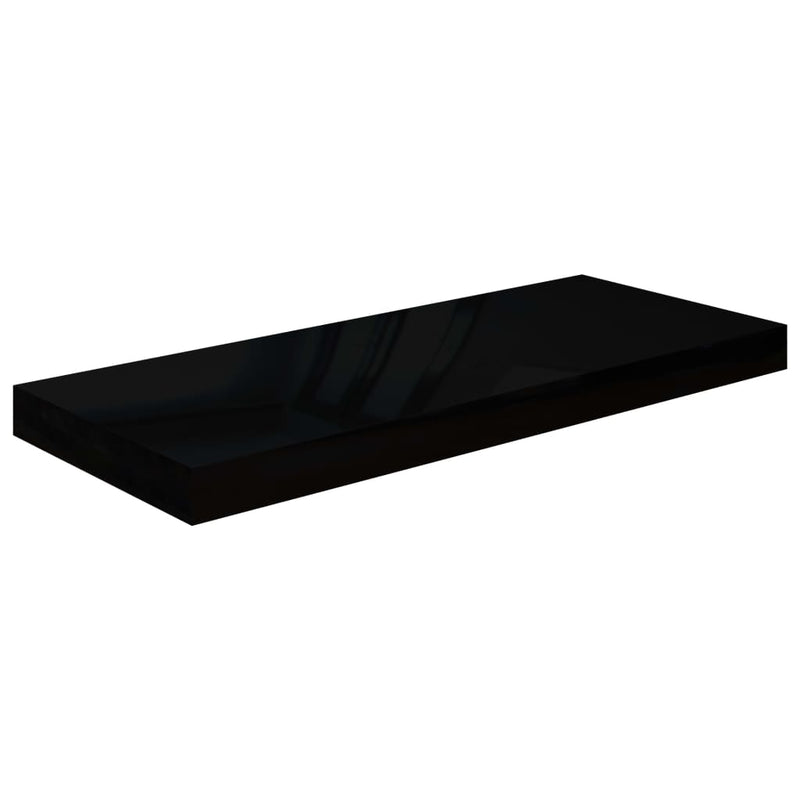 Flytende vegghyller 2 stk høyglans svart 60x23,5x3,8 cm MDF