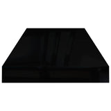Flytende vegghyller 2 stk høyglans svart 60x23,5x3,8 cm MDF