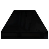 Flytende vegghyller 2 stk høyglans svart 80x23,5x3,8 cm MDF