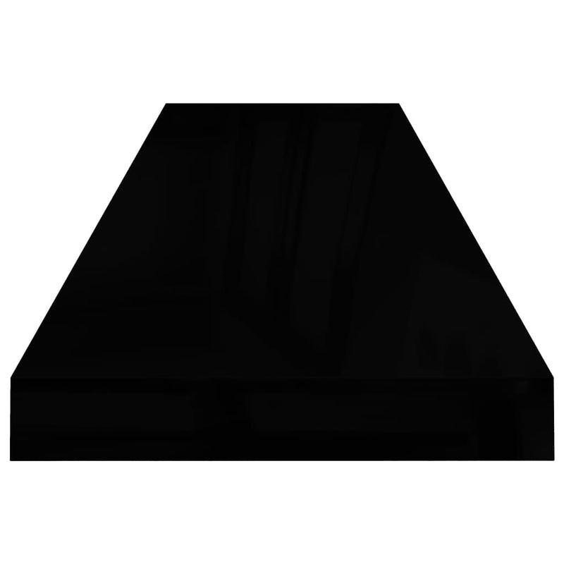 Flytende vegghyller 2 stk høyglans svart 90x23,5x3,8 cm MDF