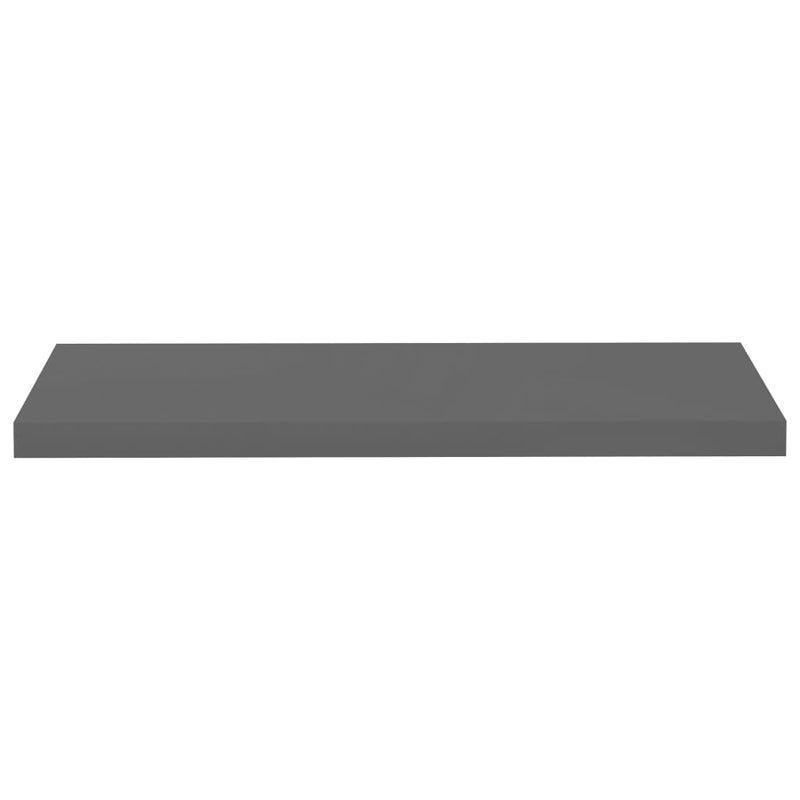 Flytende vegghyller 2 stk høyglans grå 80x23,5x3,8 cm MDF